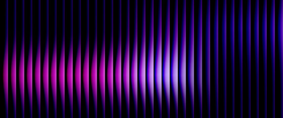 Glowing neon waves form vibrant circular gradient with fractal glass effect and blending purple cyan colors. Futuristic and dreamy background with wave effect adds fluid movement and dynamic depth