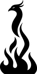 Phoenix made of smoke and flame - minimalist rebirth art vector with white background 
