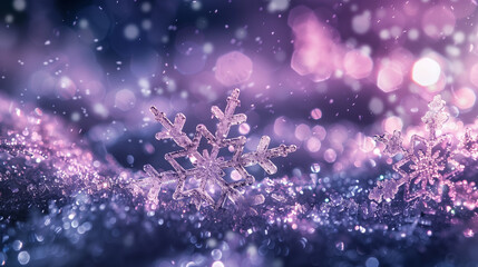 A festive abstract Christmas background featuring glowing blue snowflakes and a winter-themed design.