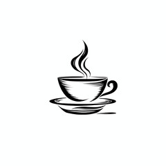 Obraz premium Black coffee black and white line drawing