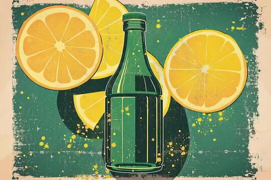 lemon and lime juice in green bottle 