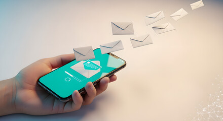 Email Sending Smartphone Hand Digital Communication Copy Space