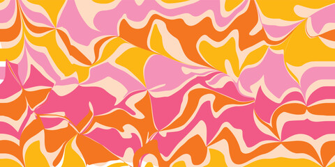 Aesthetic Cool Abstract Psychedelic Background. Vector Design Groovy Pattern Y2k Texture. Hand Drawn Trippy Backdrop