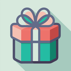 Obraz premium Retro Style Gift Box Icon with Ribbon and Shadow