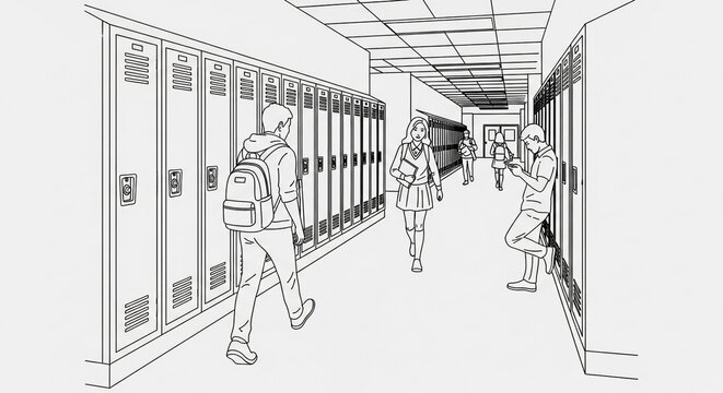 black and white illustration of a university 