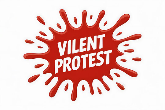Bold red splash with text, conveying a strong message of outrage and disapproval.
