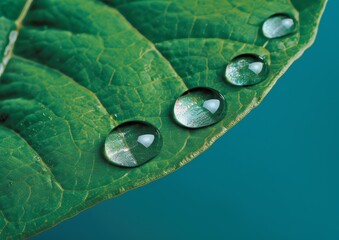 green leaf with water drops