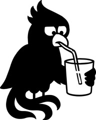 Phoenix drinking cold water - avoiding self-burn joke  vector with white background 