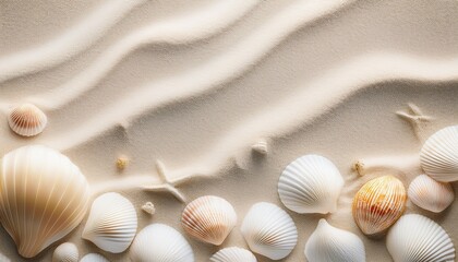 Abstract Widescreen Wallpaper White Beach Sand Texture With Seashells