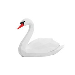 Fototapeta premium Elegant low poly swan in minimalistic style symbolizing grace and serene aquatic life isolated on