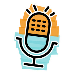 Colorful retro microphone icon perfect for a podcast or broadcasting logo, a vibrant audio communication symbol