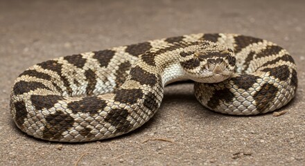 Obraz premium Intricate Scales and Pattern of a Coiled Rattlesnake