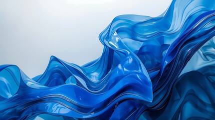 Obraz premium Abstract Blue Flowing Fabric Waves Underwater Silk Material Texture