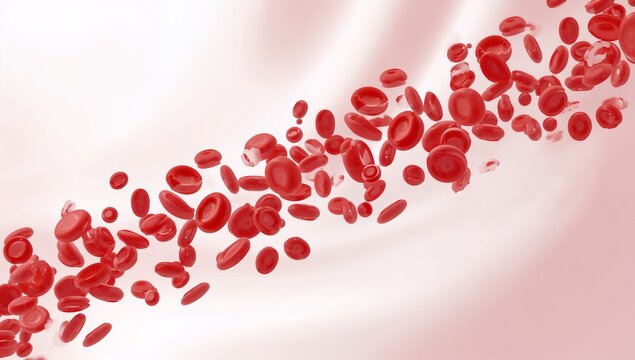 Microscopic view of vibrant red blood cells flowing in a blood vessel detailed cellular structure - Powered by Adobe