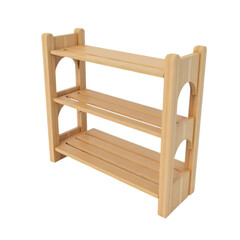 Empty wooden bamboo shoe rack with a compact design isolated on transparent background