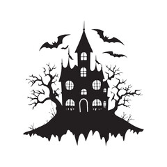 Fototapeta premium Haunted House Halloween silhouette, Halloween haunted house