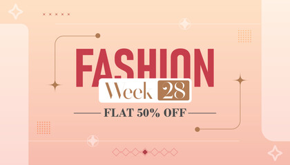 Fashion Week Banner design bold typography on a soft pink background. Perfect for fashion sales, e-commerce, or social media promotions.