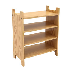 Empty wooden bamboo shoe rack with a compact design isolated on transparent background