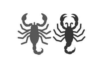 Two black scorpion silhouettes facing each other detailed illustration