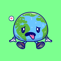 Cute Earth Globe Stiflingly Hot Cartoon 