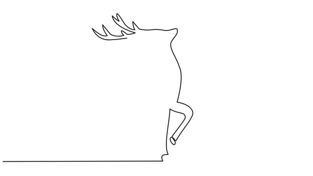 Reindeer continuous one line drawing, single line art deer animal element, minimalist sketch line vector illustration, christmas winter new year concept