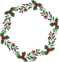 Vector illustration of a simple wreath for Christmas suitable as decoration, stickers, invitations, greeting cards
