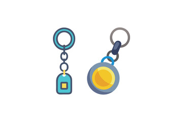 Two colorful keychains with different designs are visually displayed together