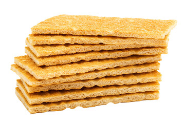 Crispbread stack isolated on transparent background