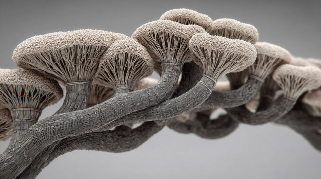 Hyperrealistic image of network cables forming an organic branching shape, symbolizing connectivity, technology networks, data flow, neural structures, and the intricate design of modern communication