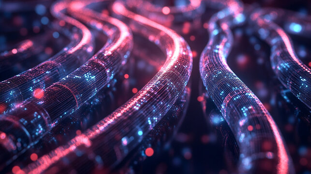 Hyperrealistic image of network cables forming an organic branching shape, symbolizing connectivity, technology networks, data flow, neural structures, and the intricate design of modern communication