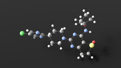 nerandomilast molecule 3d, molecular structure, ball and stick model, structural chemical formula immunomodulator agent