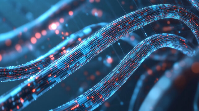 Hyperrealistic image of network cables forming an organic branching shape, symbolizing connectivity, technology networks, data flow, neural structures, and the intricate design of modern communication