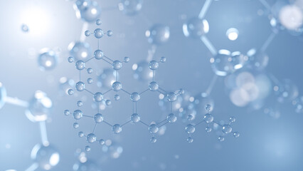 tetrahydrocannabivarin molecular structure 3d, phytocannabinoid structural chemical formula view from a microscope