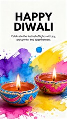 Festive Diwali greeting design on black background featuring “Happy Diwali” and “Shubh Deepavali” text with white doodles of diyas, fireworks, sweets, lotus, and decorations. Perfect for festive cards