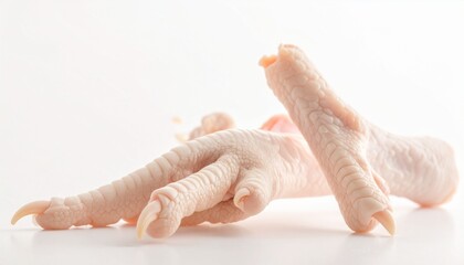 Naklejka premium Chicken feet on white background