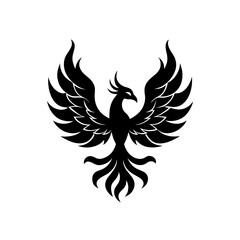 Obraz premium Silhouette of a phoenix with wings on transparent background