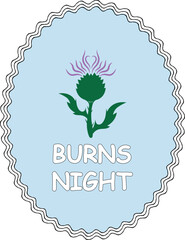 Burns Night Thistle Illustration on Blue Background