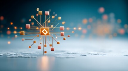 Abstract representation of digital technology with glowing elements and vibrant colors in a futuristic setting