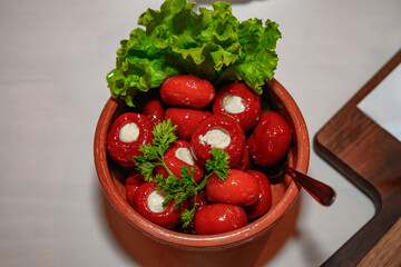 Red hot Peppers stuffed with feta and cream cheese