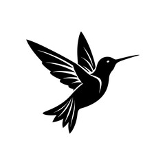 Fototapeta premium Silhouette of a flying hummingbird on transparent background
