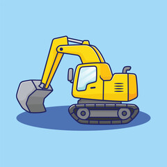 Vibrant cartoon excavator illustration for various construction projects and industrial design needs
