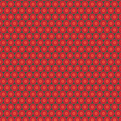 Vector seamless geometric and hearts pattern with red shapes for vintage wallpaper or textile design and decoration