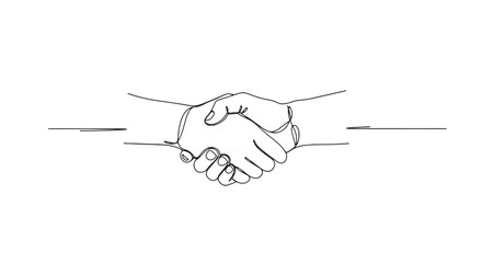 Continuous line drawing of a handshake simple vector illustration for business concepts isolated on 