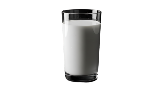 Fresh cold milk in a clear glass on transparent background - Powered by Adobe