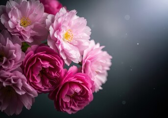 Fototapeta premium Beautiful Pink Flowers with Soft Focus on Dark Background