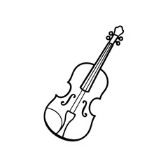 Obraz premium Simple line drawing of a violin on transparent background
