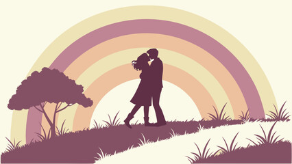 Naklejka premium Watercolor splash forming couple silhouette 