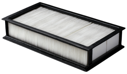 Rectangular air filter w/ pleated white media, black frame