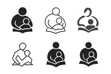 Educational Mentorship Logos. Mentoring youth. Set Logo of Education: teaching mentorship icon. harmonious logo variations of the same emblematic concept, each