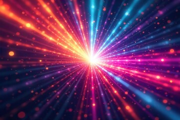 Naklejka premium Vibrant Light Rays Burst Energetic Abstract Background for Design, Science, and Technology Projects